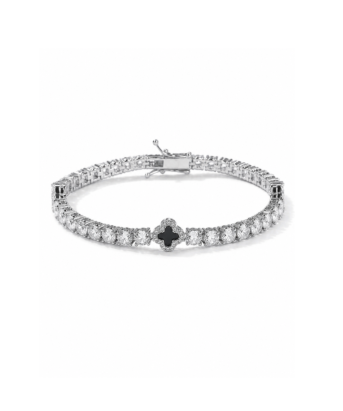Mini Clover Tennis Bracelet - Black
