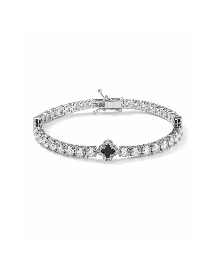Mini Clover Tennis Bracelet - Black