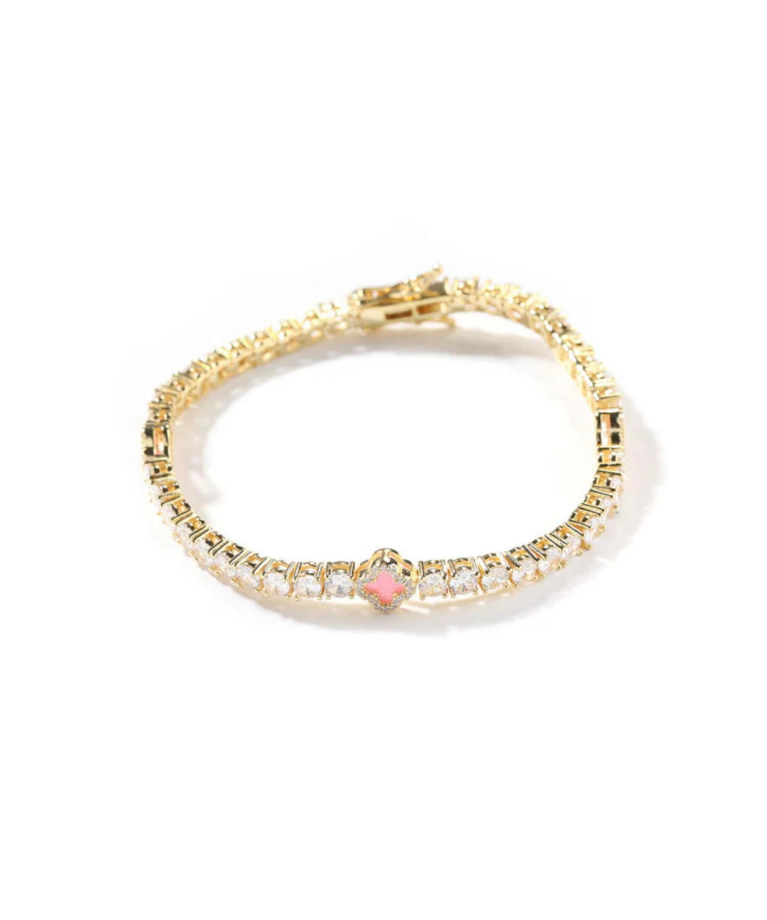 Mini Clover Tennis Bracelet - Pink