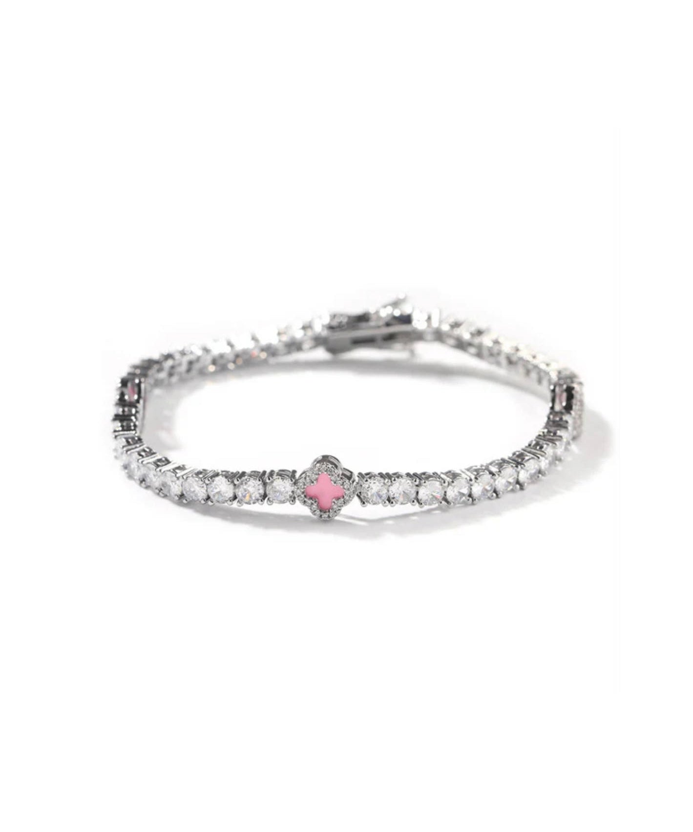 Mini Clover Tennis Bracelet - Pink