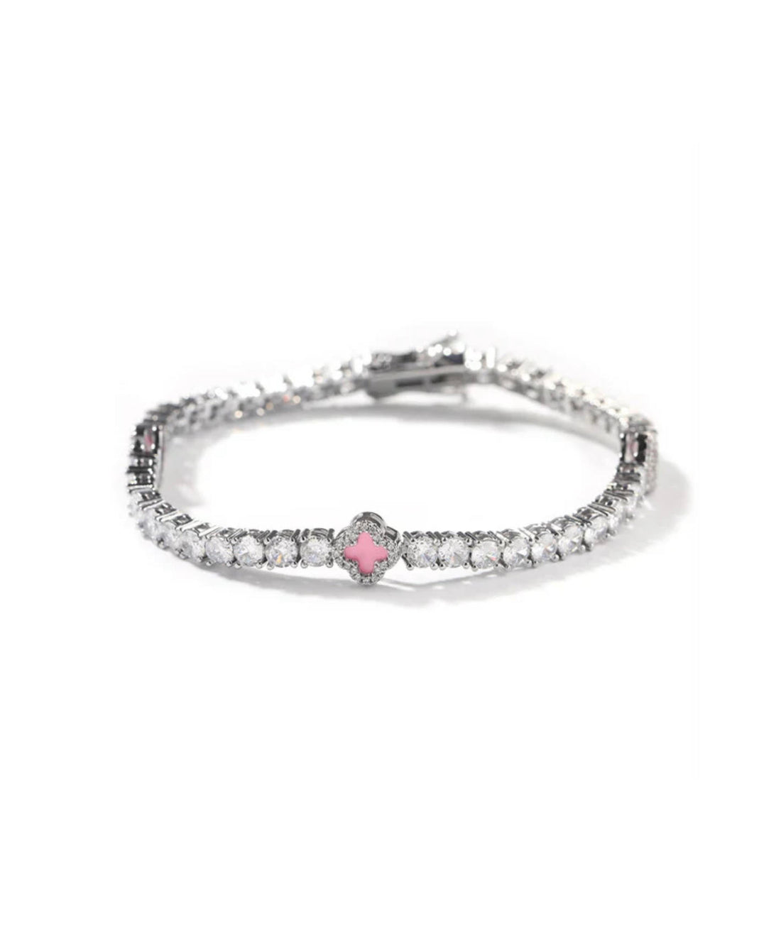 Mini Clover Tennis Bracelet - Pink